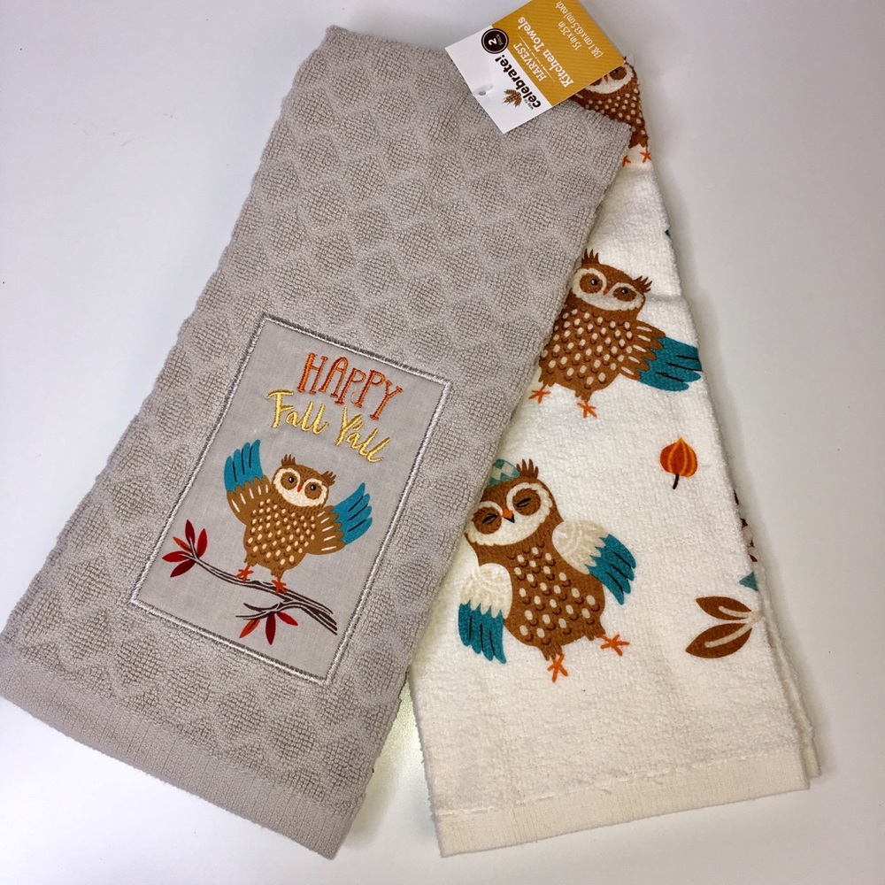 Happy Fall Y'all Kitchen Terry Dish Harvest Towels